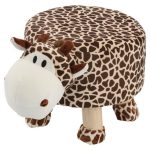 Taburet pentru copii, rotund, model girafa, textil, lemn, max 50 kg, 28x25 cm, Chomik - imagine 6