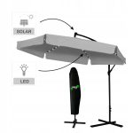Umbrela gradina/terasa cu LED, Chomik, articulatie tip banana, gri, 300 cm - imagine 5