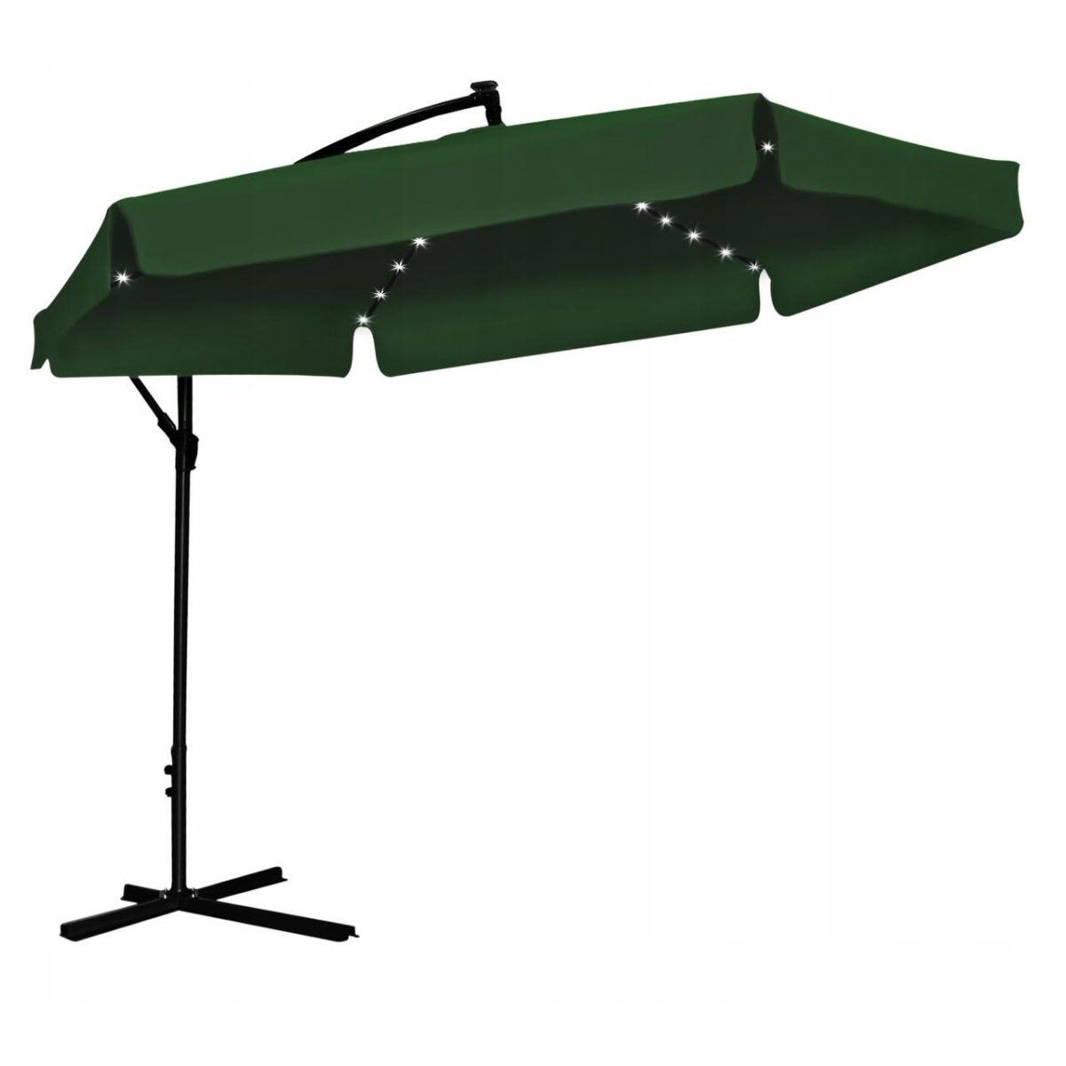 Umbrela Gradina/Terasa Cu Led, Chomik, Articulatie Tip Banana, Verde, 300 Cm