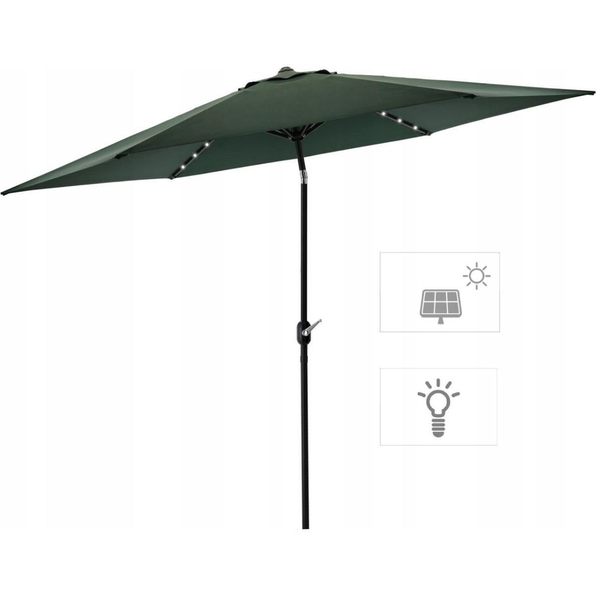 Umbrela Gradina/Terasa Cu Led, Manivela, Chomik, Verde, 300 Cm