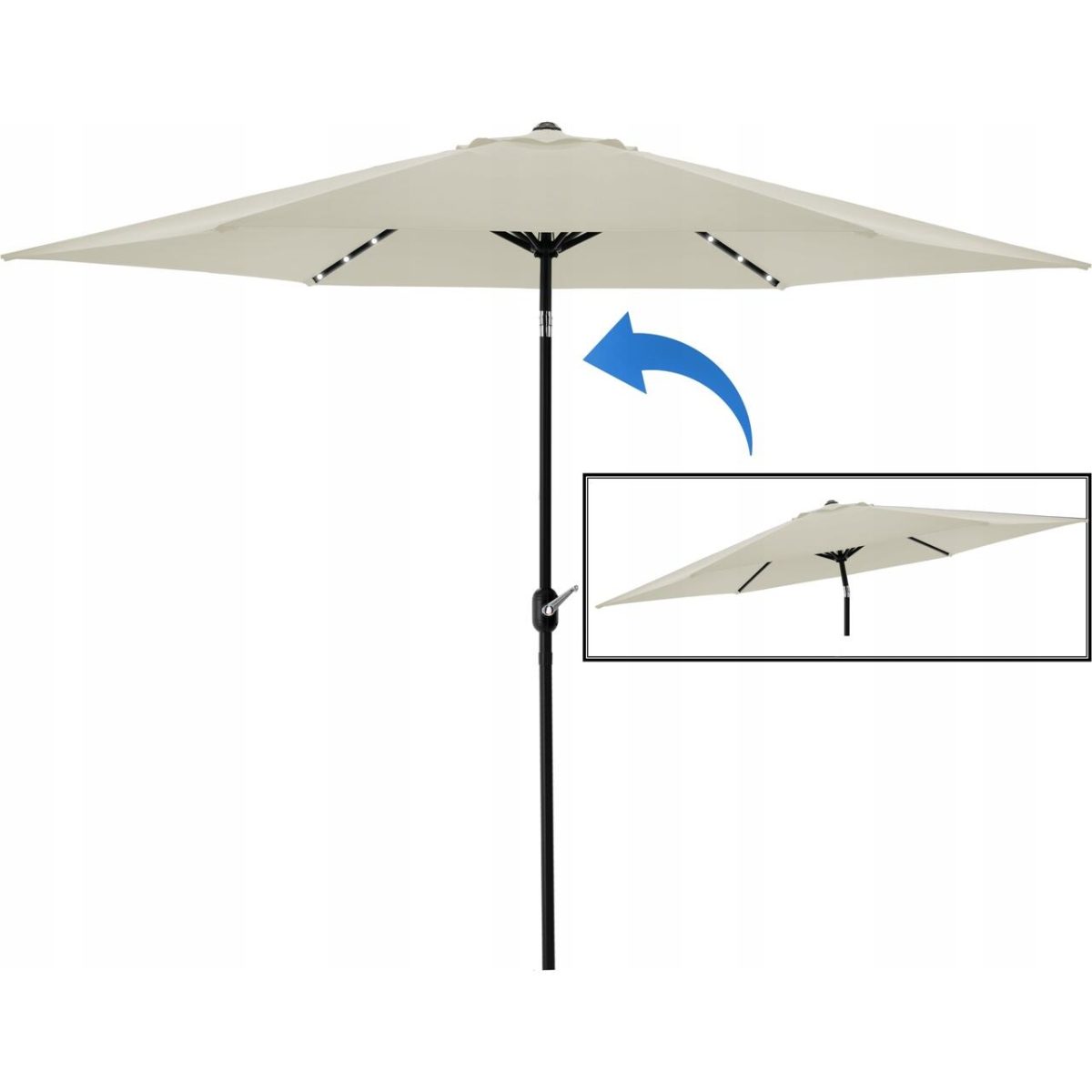 Umbrela Gradina/Terasa Cu Inclinatie, Led, Manivela, Chomik, Bej, 300 Cm