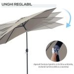 Umbrela gradina/terasa, cu inclinatie, manivela, gri, 300 cm - imagine 11