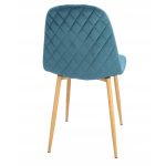 Scaun bucatarie/living, Jumi, Vigo, catifea, metal, albastru marin si natur, 44x52x85 cm - imagine 6