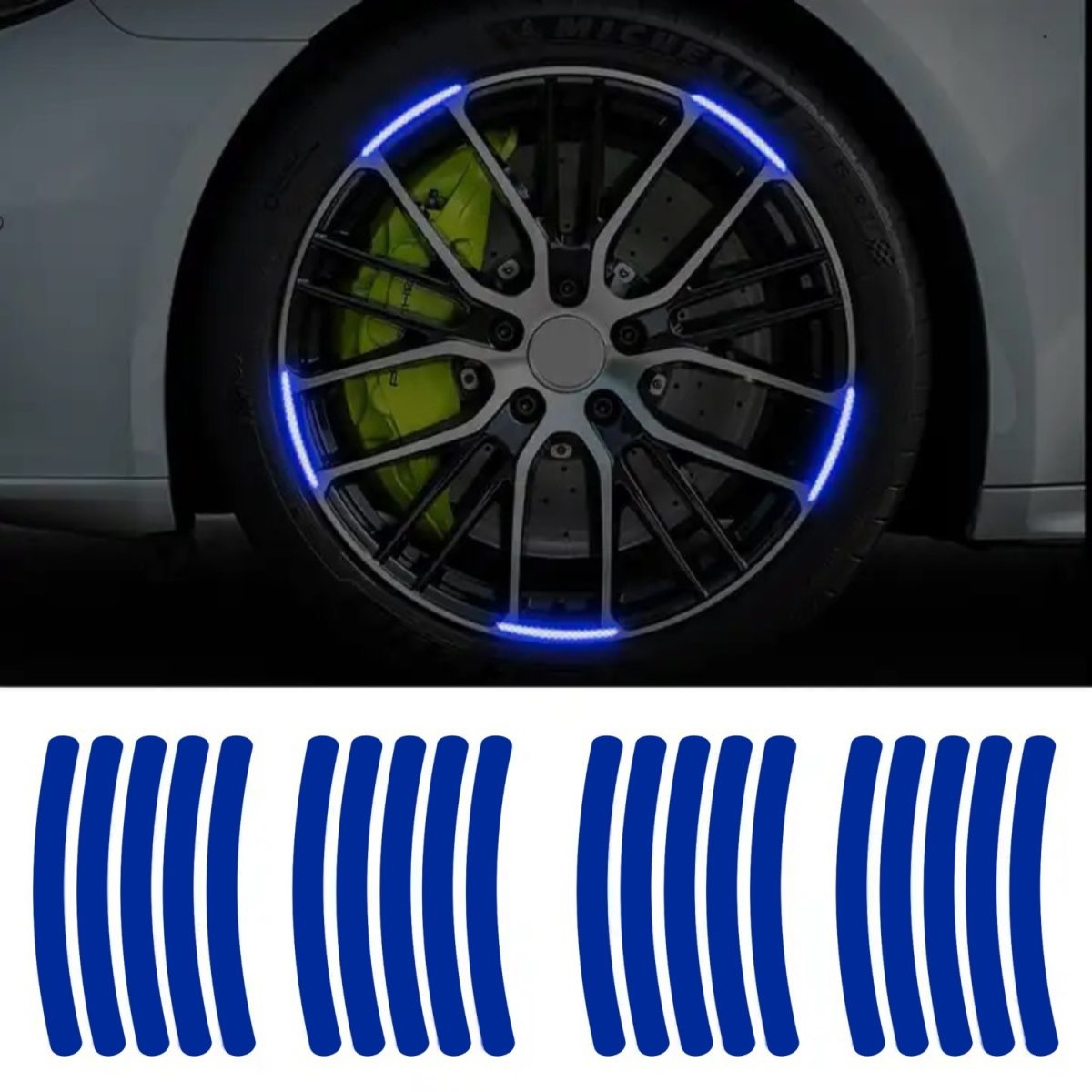 Set 20 Bucati Elemente Reflectorizante &Amp;Quot;Wheel Arch&Amp;Quot; Pentru Autoturisme, Biciclete, Motociclete, Atv-Uri, Scutere, Culoare Albastra