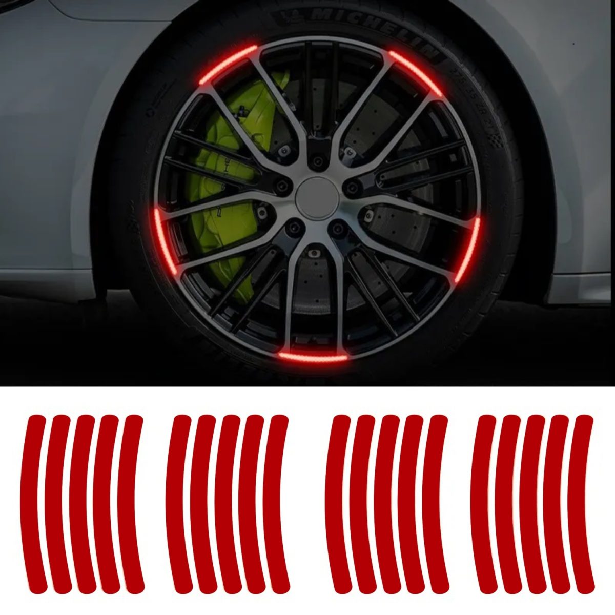 Set 20 Bucati Elemente Reflectorizante &Amp;Quot;Wheel Arch&Amp;Quot; Pentru Autoturisme, Biciclete, Motociclete, Atv-Uri, Scutere, Culoare Rosie