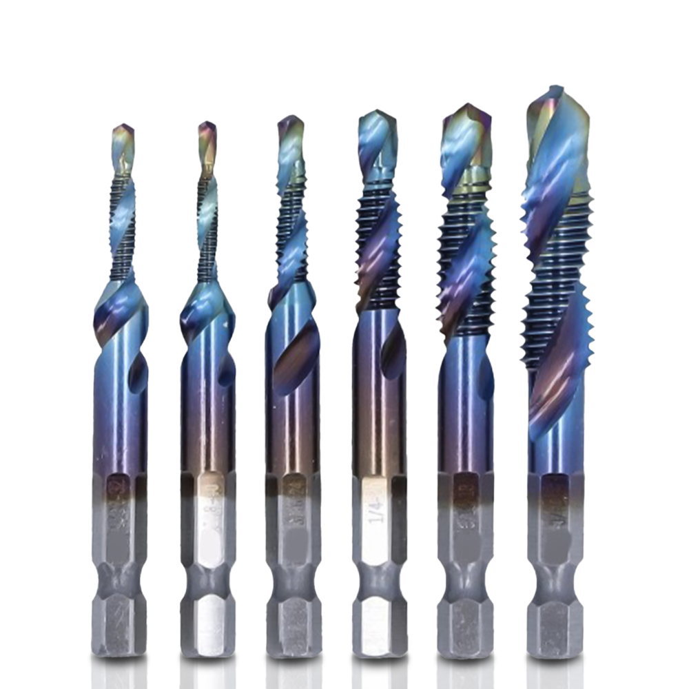 ZESTAW-BITOW-DO-WIERTARKI-DBS-2-1000x1000-1-2.png Set Profesional cu 6 piese, gaurire + filet, M3 - M10, duritate inalta (Albastru) - imagine 1