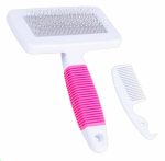 Perie de par alba cu roz pentru animale AVX-ZW3B - imagine 3