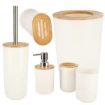 Set Elegant pentru baie format din 6 piese alb/maro - imagine 7