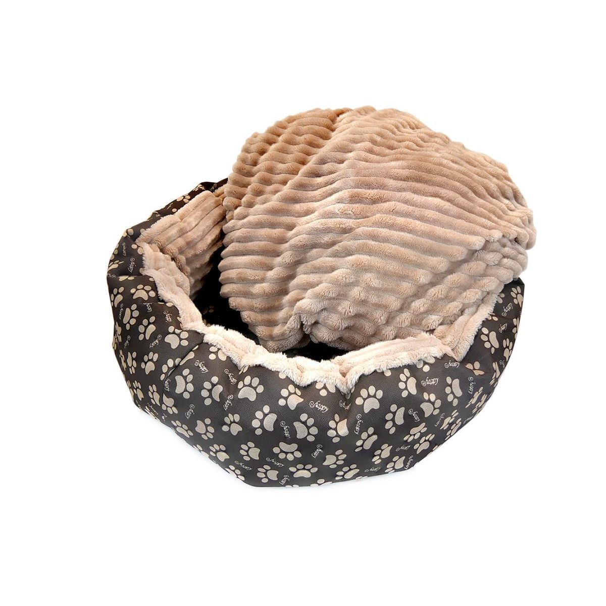 Culcus Moale Cu Perna, Pentru Caine/Pisica, Culoare Maro-Raiat, Impermeabil, Baza Antiderapanta, 50 Cm