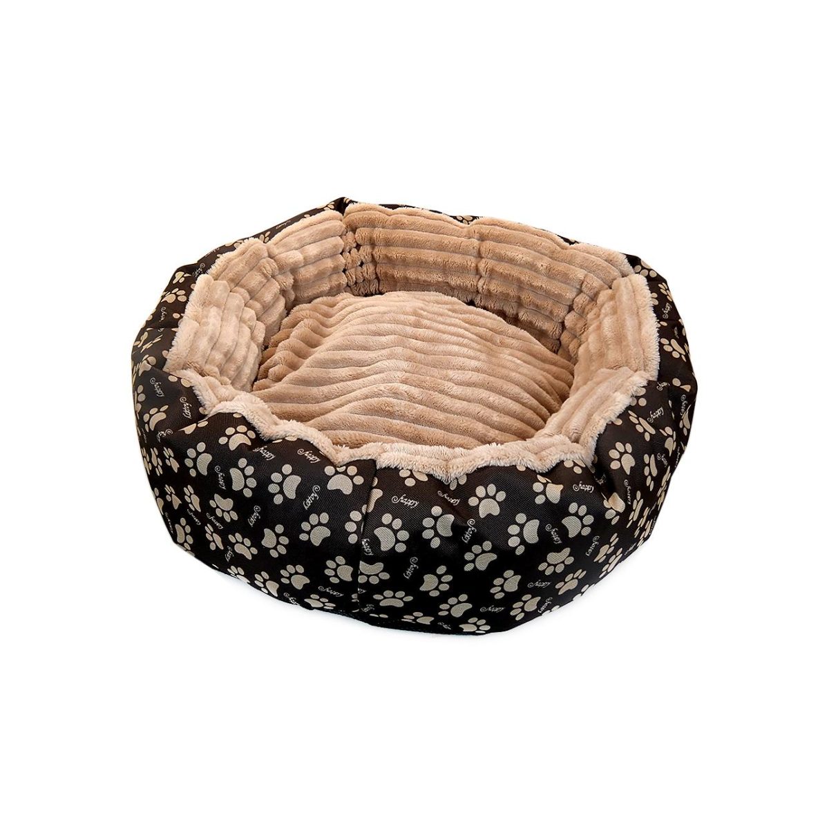 Culcus Moale Cu Perna, Pentru Caine/Pisica, Culoare Maro-Raiat, Impermeabil, Baza Antiderapanta, 50 Cm