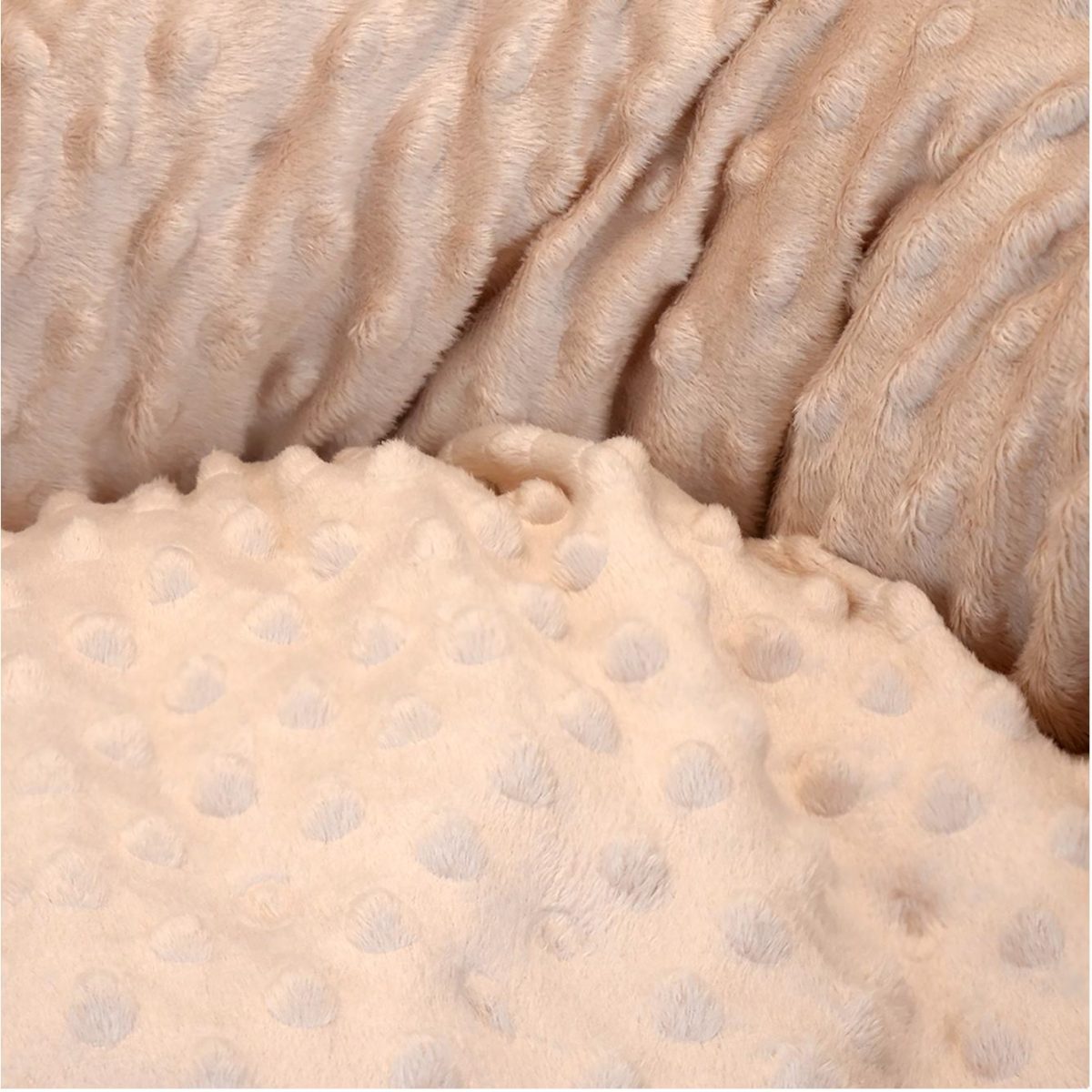 Culcus Moale Cu Perna, Pentru Caine/Pisica, Model Minky, Culoare Crem-Maro, Impermeabil, Baza Antiderapanta, 50 Cm