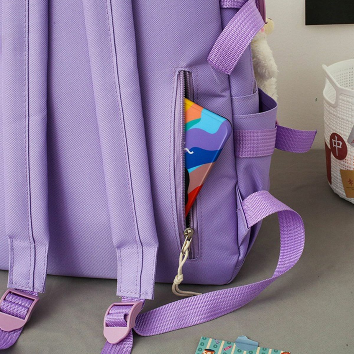Set 4-In-1 Pentru Scolari Sau Prescolari - (Rucsac, Geanta De Umar, Plic Elegant, Penar), Culoare Violet Cu Iepuras, Cod Avx-Wt-Bunn-Violet