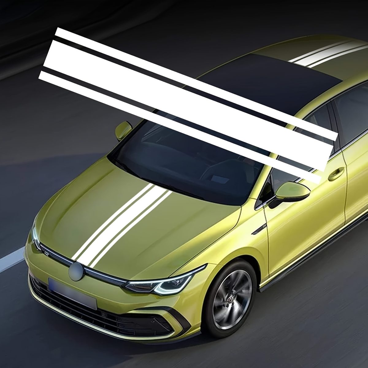 Sticker Autoadeziv Tuning, Model &Amp;Quot;Triple Stripes&Amp;Quot;, Dimensiune 125 X 22 Cm, Culoare Alba