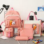 Set 4-in-1 pentru Scolari sau Prescolari - (rucsac, geanta de umar, plic elegant, penar), culoare ROZ cu IEPURAS, Cod AVX-WT-BUNN-PINK - imagine 2