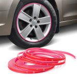 Inele de protectie si decor jante, adezive, din plastic flexibil - PINK