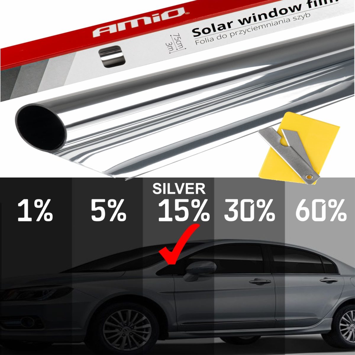 Folie Tip Oglinda Pentru Geamuri Silver 0.5X3M(15%)