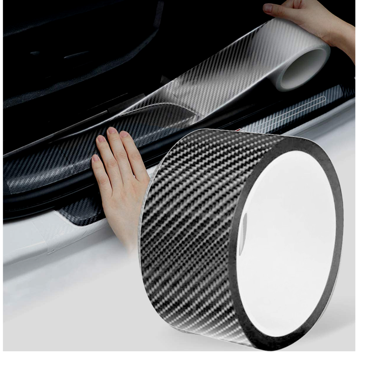 Rola Ornament Bandouri Sau Praguri Autoadeziv Din Autocolant Carbon 5D, Dimensiune 148 X 4 Cm, Culoare Gri Antracit