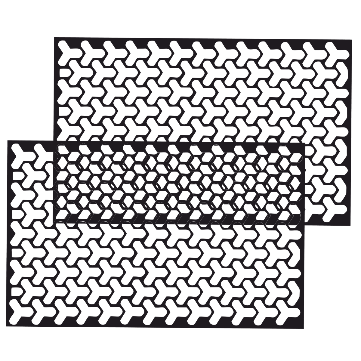 Set 2 Folii Autoadezive Decupate Pentru Decorarea Stopurilor Auto, Dimensiune 2 X 48 X 30Cm, Culoare Negru Mat, Model Honeycomb Triangle