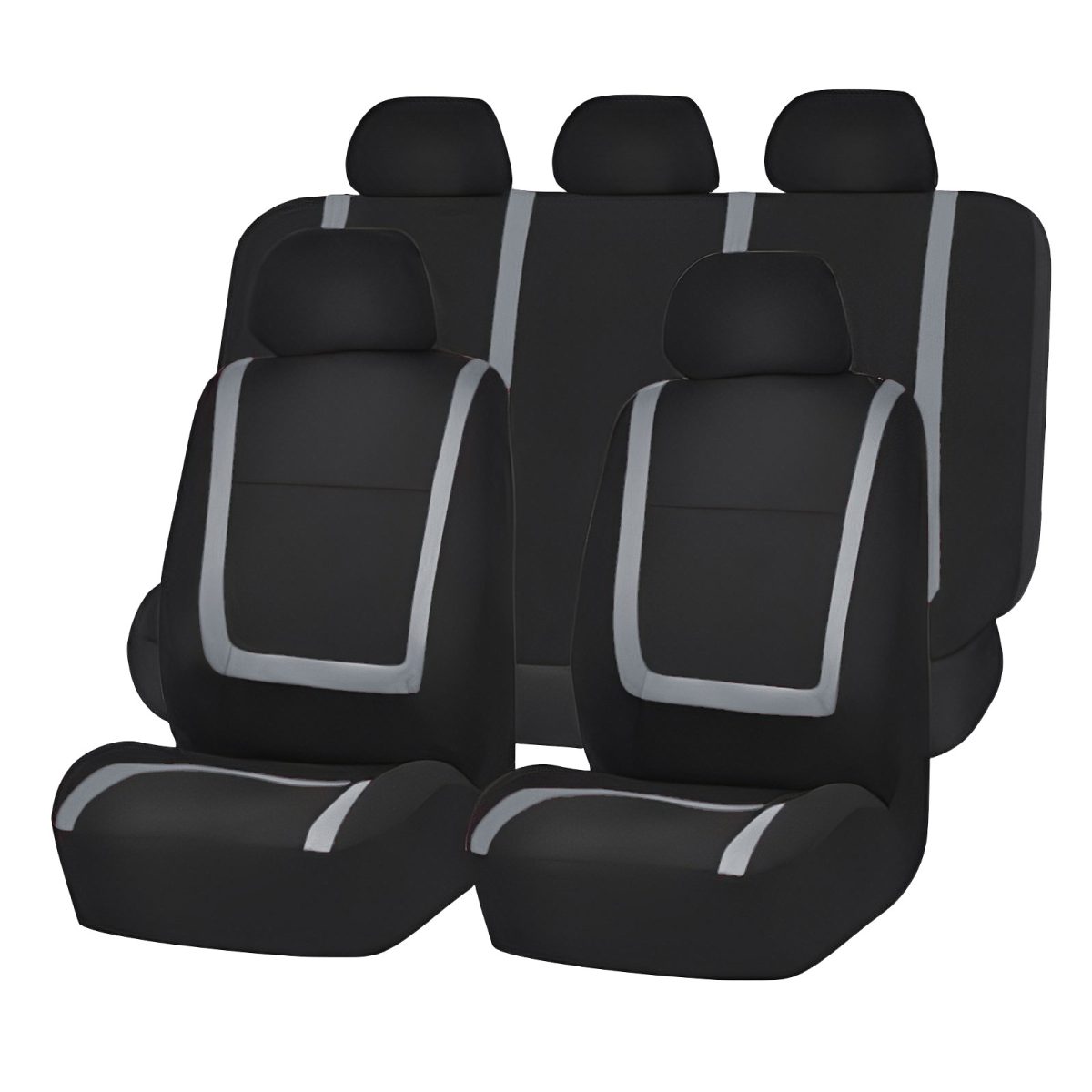 Set Huse Scaun Auto Ieftine, Universale 9 Piese, Model Grey Line - Gri