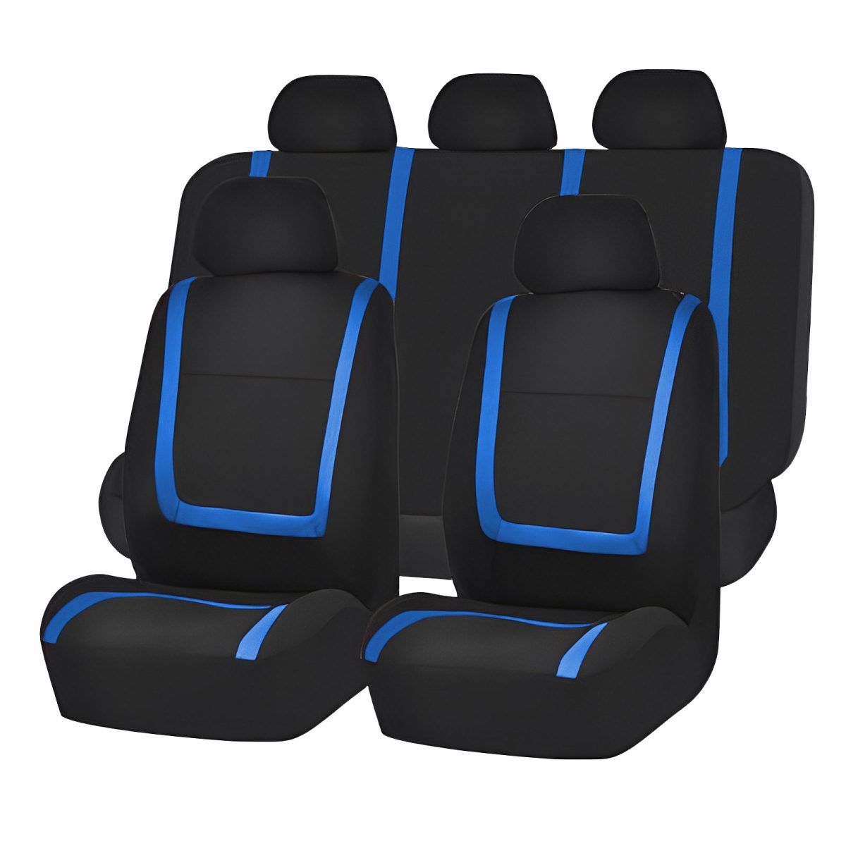 Set Huse Scaun Auto Ieftine, Universale 9 Piese, Model Blue Line - Albastru