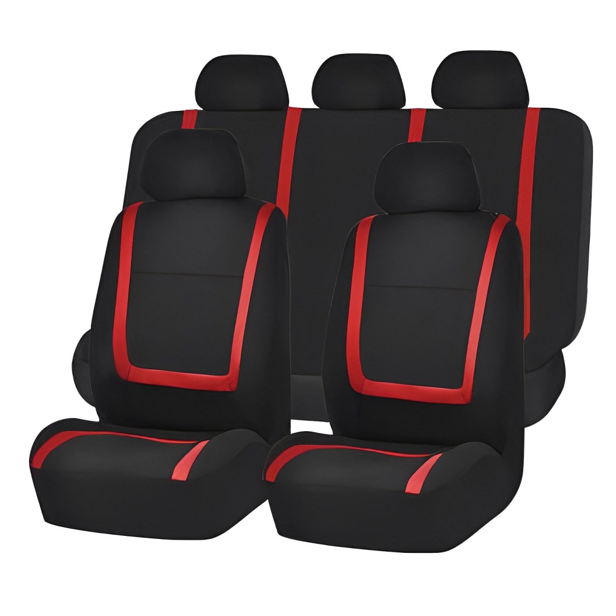 Set Huse Scaun Auto Ieftine, Universale 9 Piese, Model Red Line - Rosu