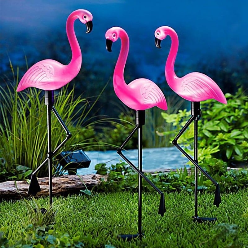 lampe-flamant-rose-solaire-2.jpg Set 3 x Lampa Solara estetica exterioara de gradina model "Flamingo" - imagine 1