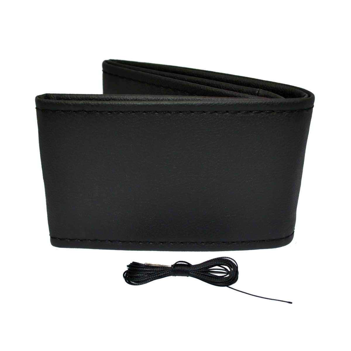 Husa Volan Otom Din Piele Ecologica &Quot;Ne-Perforata&Quot; Pentru Autoturisme, Diametru Volan 37 - 39 Cm, Cu Ac Si Ata Neagra
