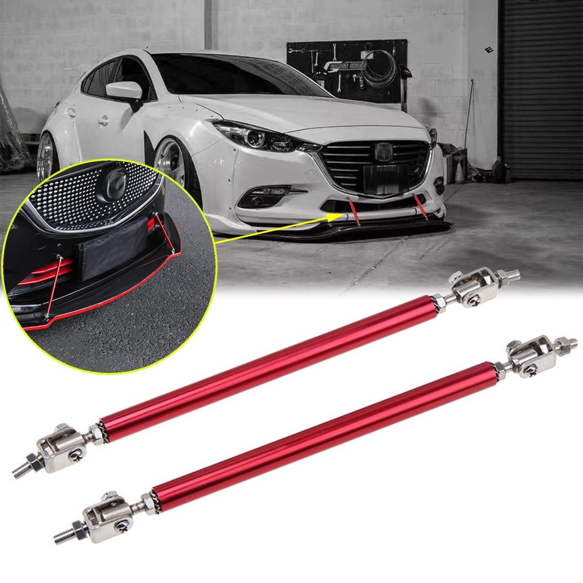 Set 2 Tije Din Aluminiu Reglabile Pentru Consolidare Spoiler, Lungime 15Cm, Culoare Rosu